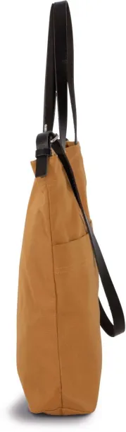  HANDBAG WITH LEATHER SHOULDER STRAP - 310 g/m² - Kimood Cumin Yellow