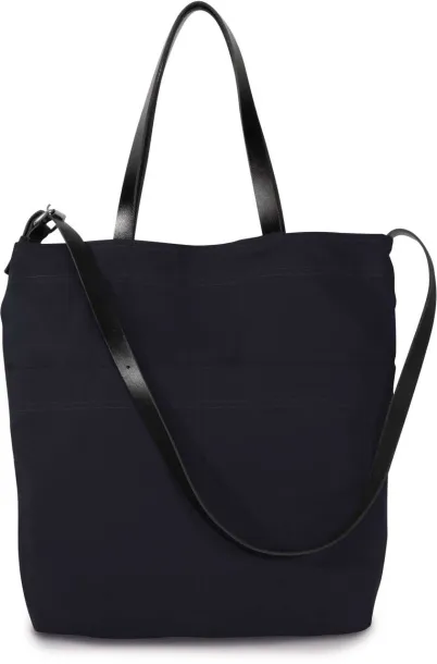  HANDBAG WITH LEATHER SHOULDER STRAP - 310 g/m² - Kimood Night Navy