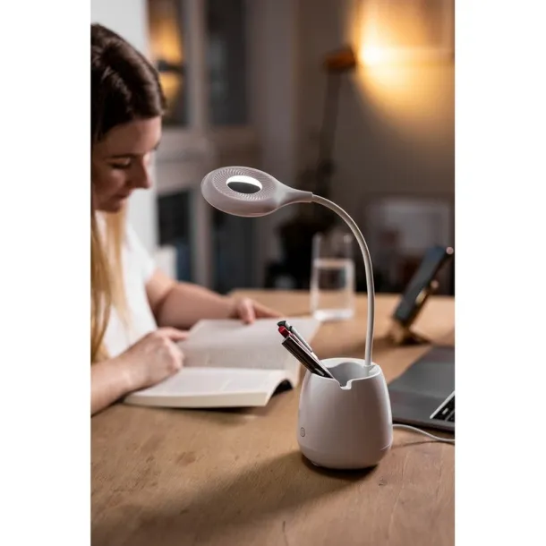  Desk lamp, wireless speaker 3W, phone stand, pen holder Bijela