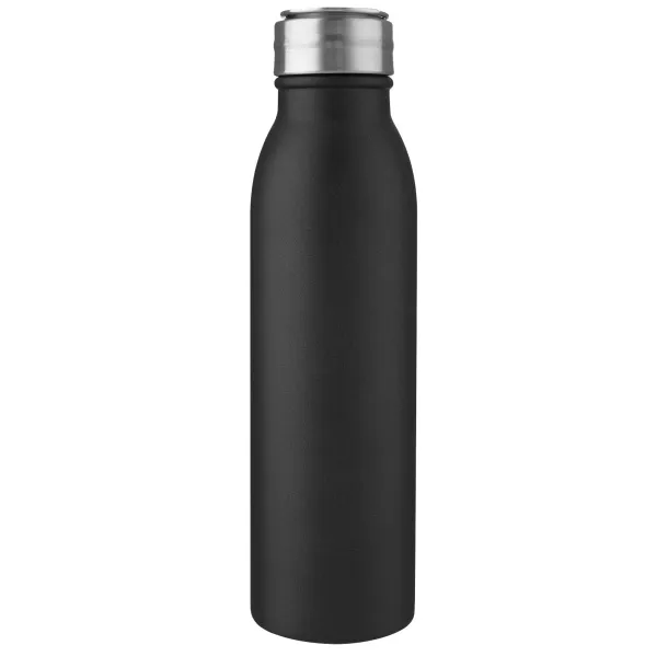 Harper 700 ml stainless steel sport bottle with metal loop - Unbranded Solid black