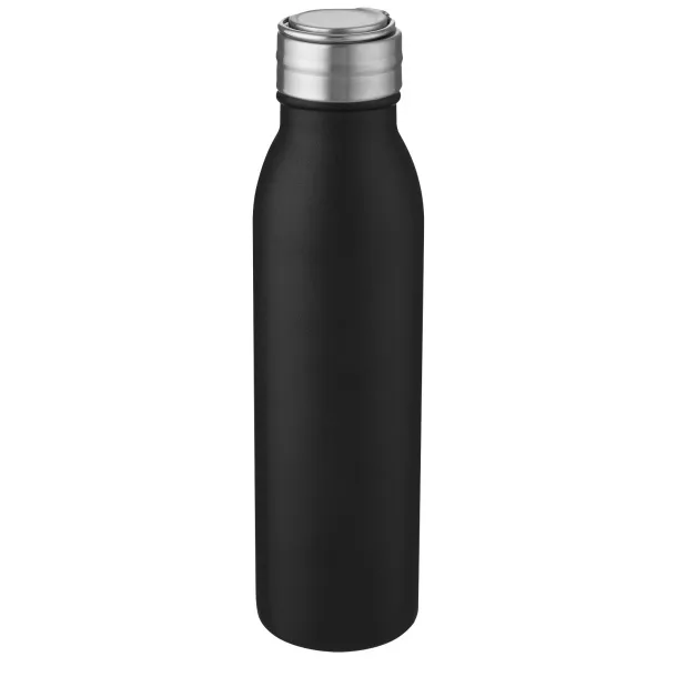 Harper 700 ml stainless steel sport bottle with metal loop - Unbranded Solid black