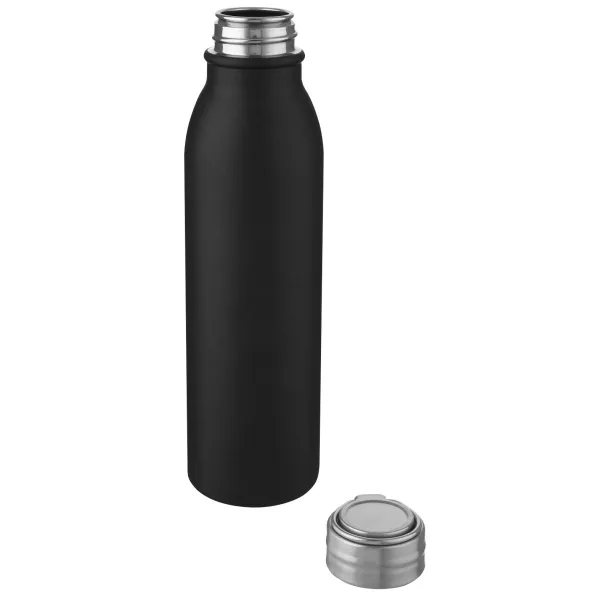 Harper 700 ml stainless steel sport bottle with metal loop - Unbranded Solid black