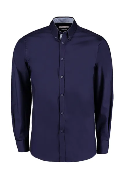  Tailored Fit Premium Contrast Oxford Shirt - Kustom Kit Navy Svijelo plava