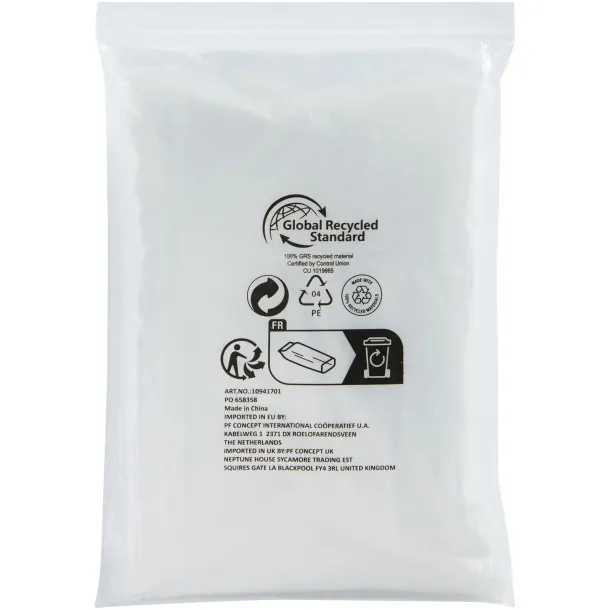Mayan recycled plastic disposable rain poncho with storage pouch White