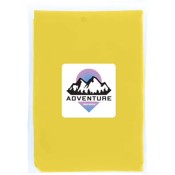 Mayan recycled plastic disposable rain poncho with storage pouch Yellow