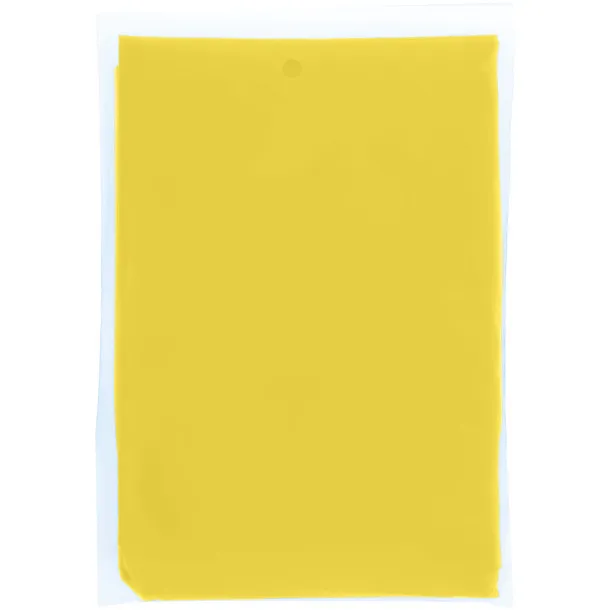 Mayan recycled plastic disposable rain poncho with storage pouch Yellow