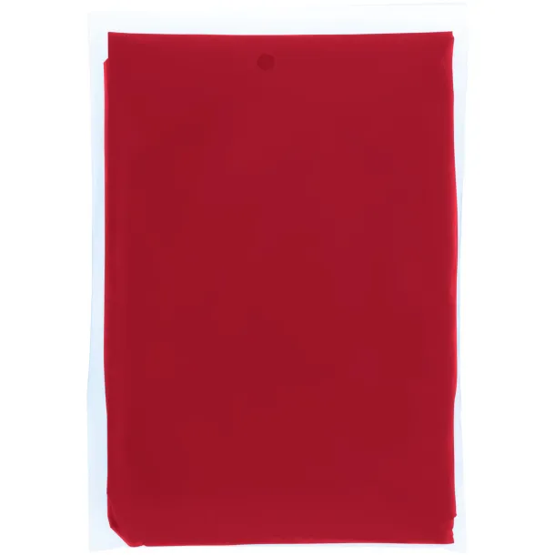 Mayan recycled plastic disposable rain poncho with storage pouch Red