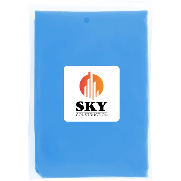 Mayan recycled plastic disposable rain poncho with storage pouch Royal blue
