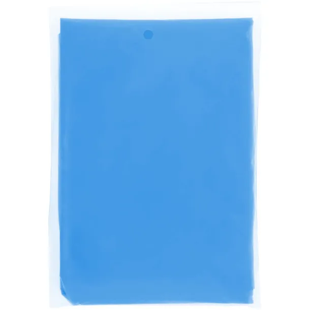 Mayan recycled plastic disposable rain poncho with storage pouch Royal blue