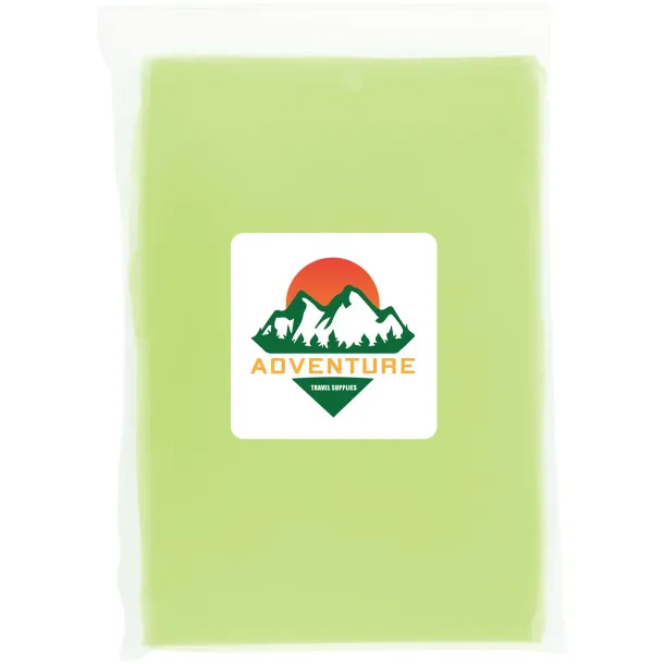 Mayan recycled plastic disposable rain poncho with storage pouch Lime