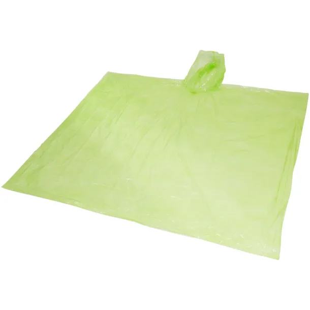 Mayan recycled plastic disposable rain poncho with storage pouch Lime