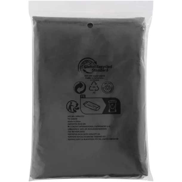 Mayan recycled plastic disposable rain poncho with storage pouch Crna
