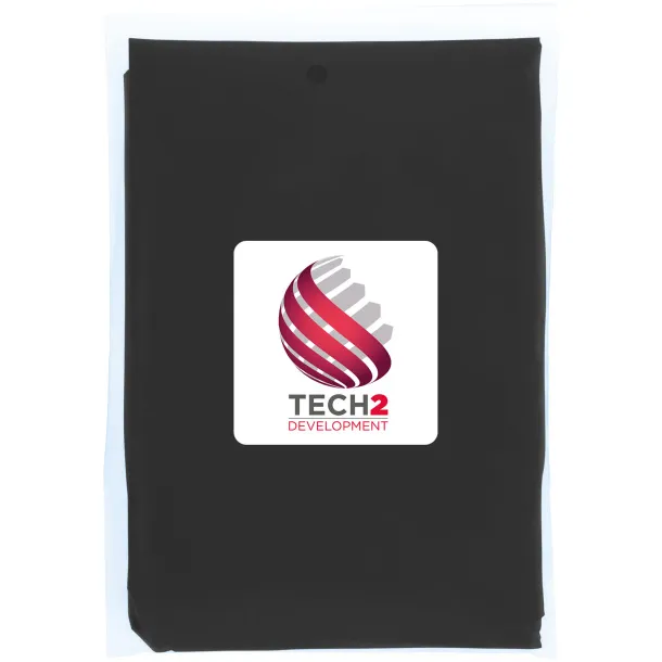 Mayan recycled plastic disposable rain poncho with storage pouch Solid black