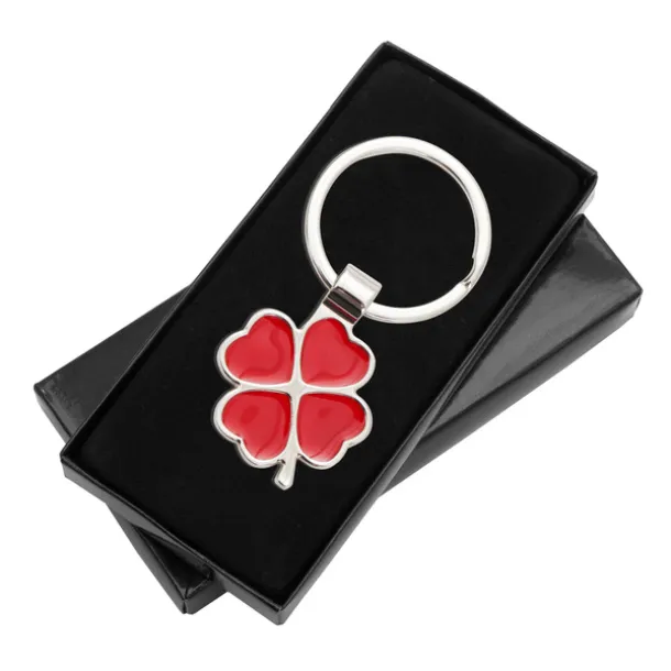 CLOVER LUCK metal key ring Red