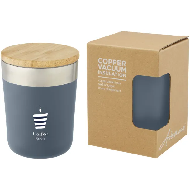 Lagan 300 ml copper vacuum insulated stainless steel tumbler with bamboo lid Ice blue