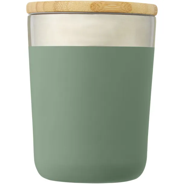 Lagan 300 ml copper vacuum insulated stainless steel tumbler with bamboo lid Heather green