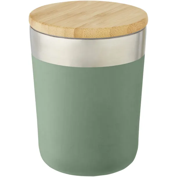 Lagan 300 ml copper vacuum insulated stainless steel tumbler with bamboo lid Heather green