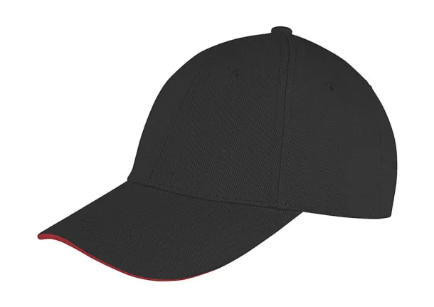  Memphis Low Profile Sandwich Peak Cap - Result Headwear Black Crvena