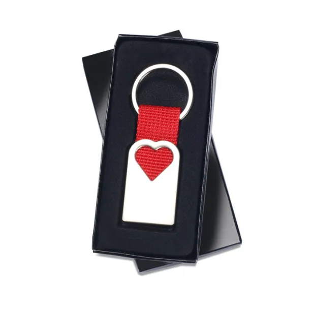 BONHEUR Heart metal key ring Red