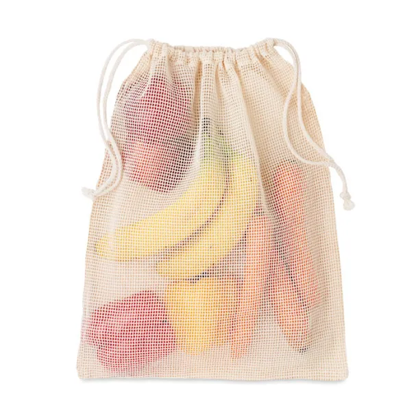 VEGGIE Re-usable cotton mesh food bag Beige