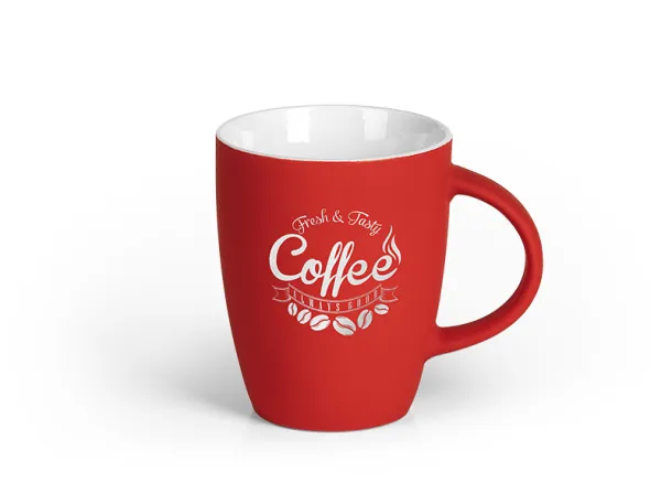 LUCIA SOFT porcelain mug with soft touch finish Red