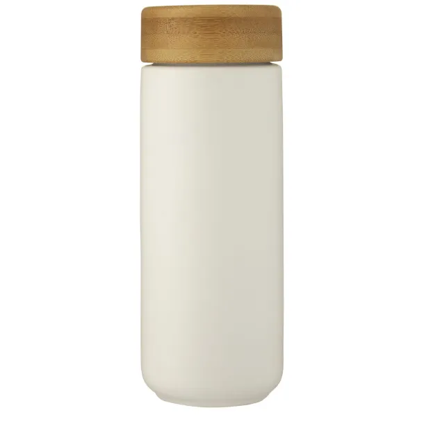 Lumi 300 ml ceramic tumbler with bamboo lid - Unbranded White