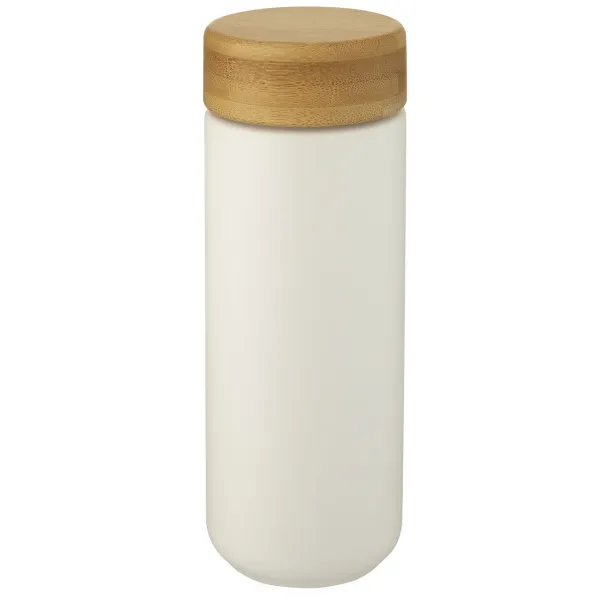 Lumi 300 ml ceramic tumbler with bamboo lid - Unbranded White