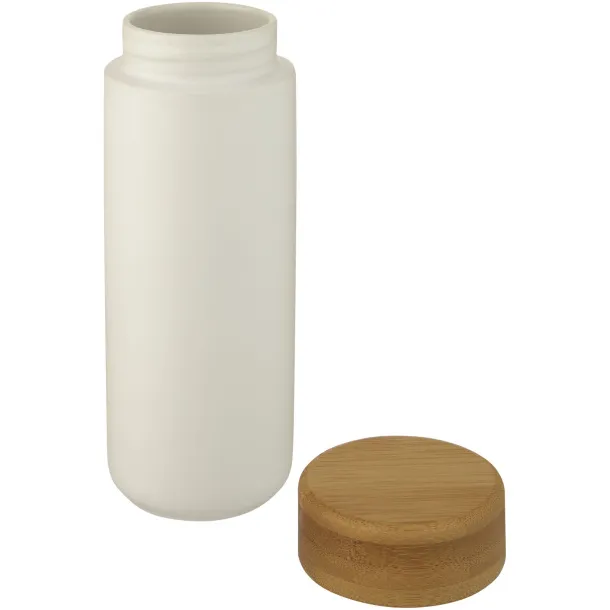 Lumi 300 ml ceramic tumbler with bamboo lid - Unbranded White