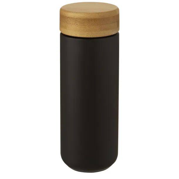 Lumi 300 ml ceramic tumbler with bamboo lid Solid black