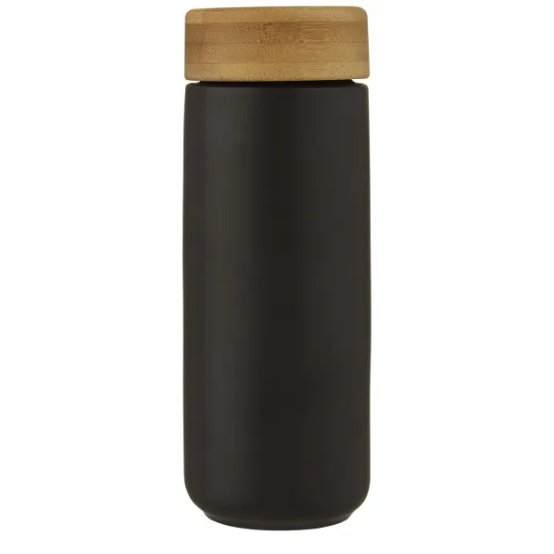 Lumi 300 ml ceramic tumbler with bamboo lid Solid black