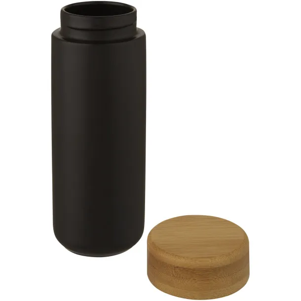 Lumi 300 ml ceramic tumbler with bamboo lid Solid black