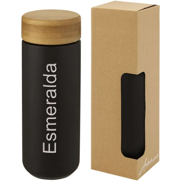 Lumi 300 ml ceramic tumbler with bamboo lid Solid black