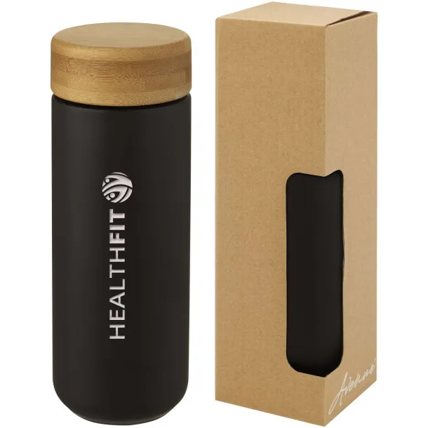 Lumi 300 ml ceramic tumbler with bamboo lid Solid black