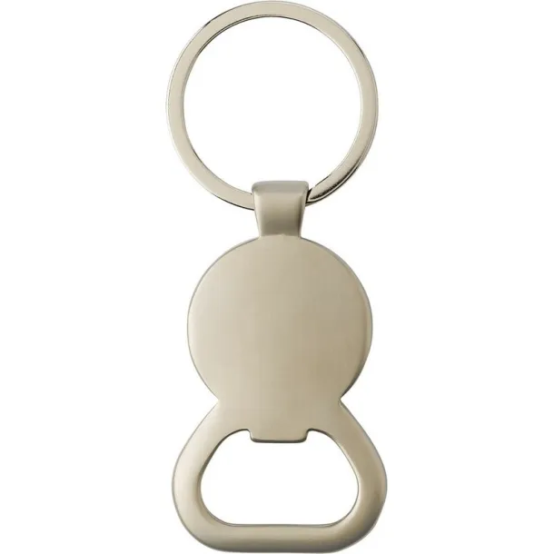  Keyring with shopping cart coin and bottle opener silver