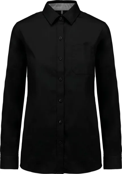  LADIES’ NEVADA LONG SLEEVE COTTON SHIRT - Kariban Black