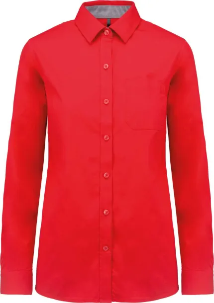  LADIES’ NEVADA LONG SLEEVE COTTON SHIRT - Kariban Red