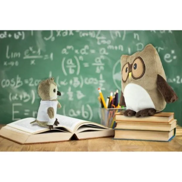 Professowl Plush owl, pillow light brown