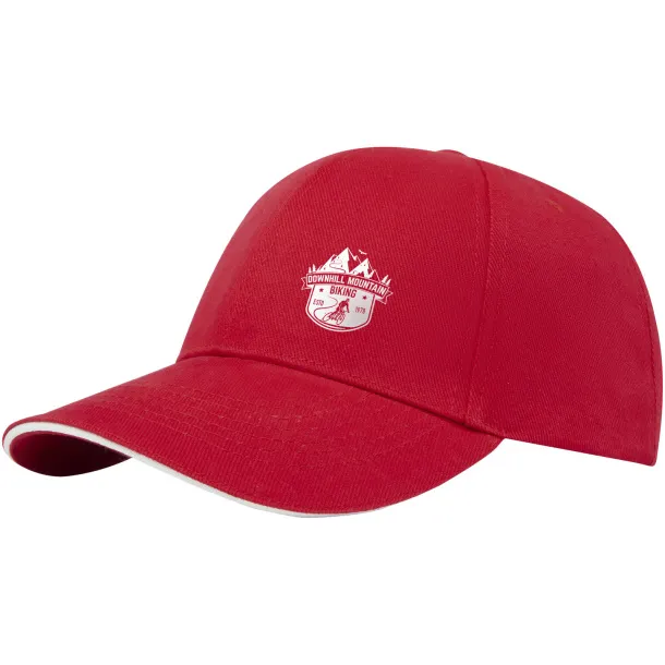 Topaz 6 panel GRS recycled sandwich cap - Elevate NXT Red