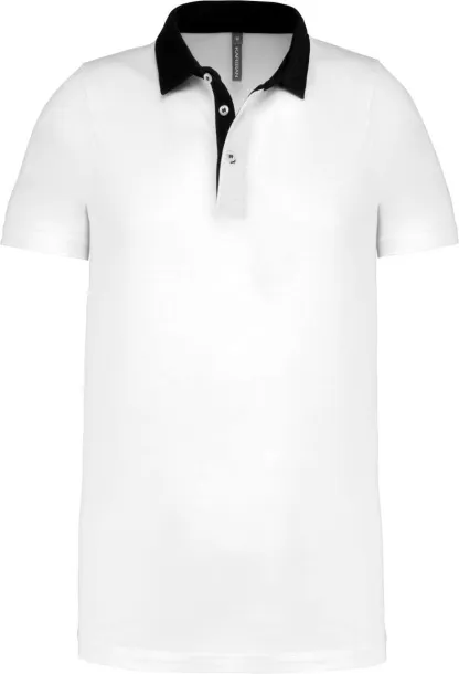  Muška dvobojna polo majica, 180 g/m2 - Kariban Bijela Mornarsko plava