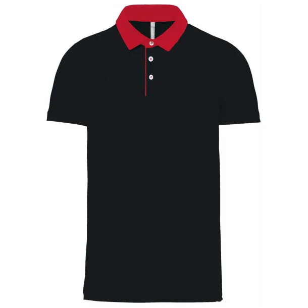  Muška dvobojna polo majica, 180 g/m2 - Kariban Crna Crvena
