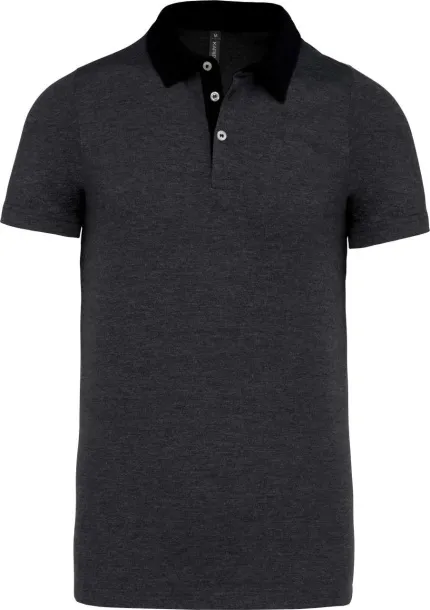  Muška dvobojna polo majica - Kariban Dark Grey Heather Crna