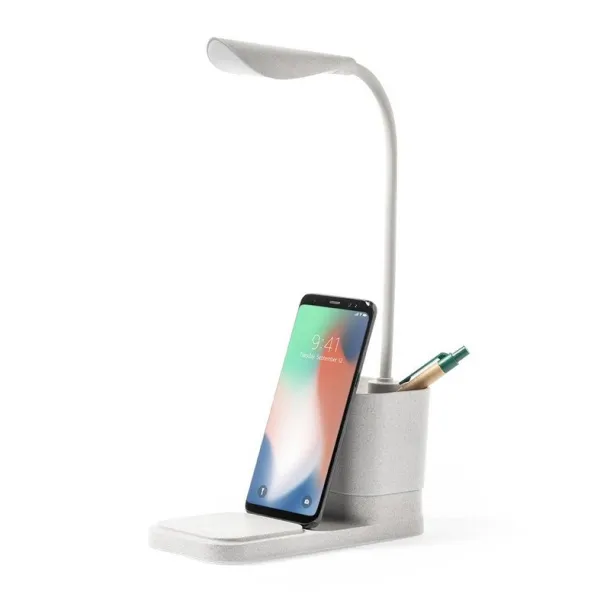  Wheat straw desk lamp, wireless charger 10W, phone stand, pen holder neutral