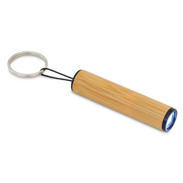 PELAK bamboo pen and torch keychain in a gift box Beige