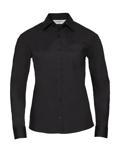  Ladies' LS Poplin Shirt - Russell Collection Black