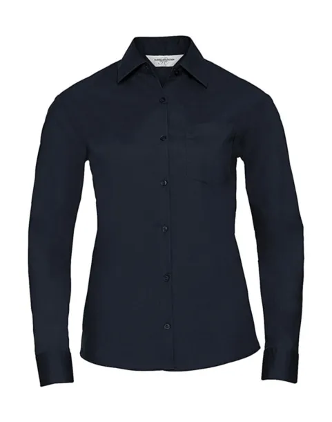  Ladies' LS Poplin Shirt - Russell Collection French Navy