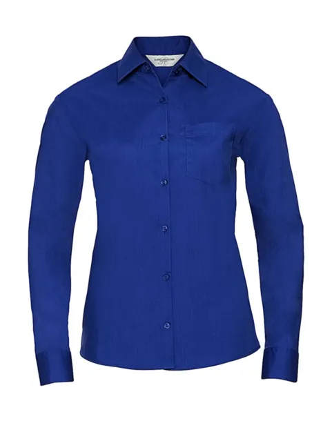  Ladies' LS Poplin Shirt - Russell Collection Bright Royal