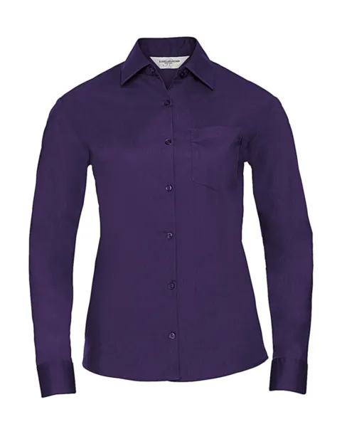  Ladies' LS Poplin Shirt - Russell Collection Ljubičasta