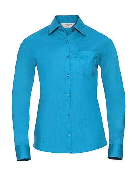  Ladies' LS Poplin Shirt - Russell Collection Turquoise