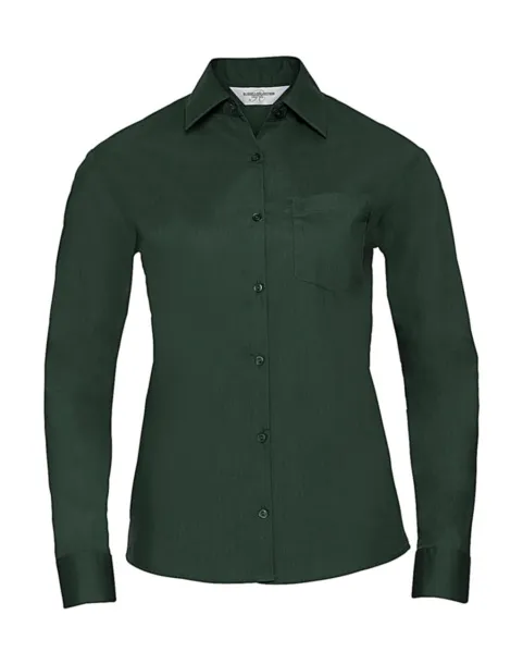  Ladies' LS Poplin Shirt - Russell Collection Bottle Green