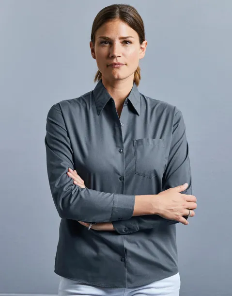  Ladies' LS Poplin Shirt - Russell Collection